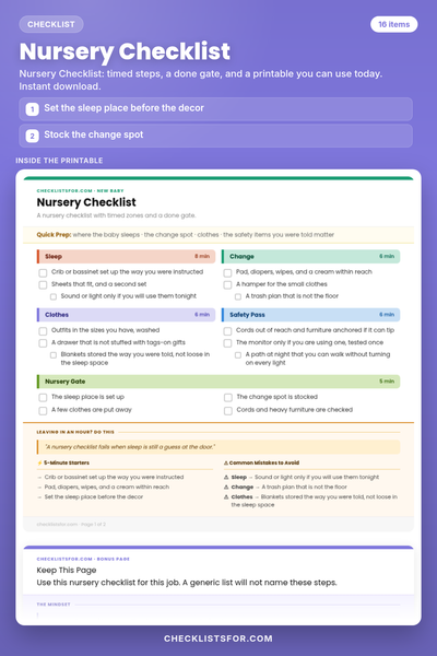 Nursery Checklist