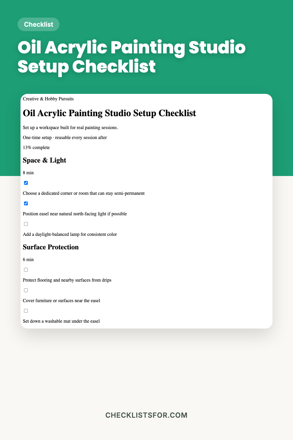 Oil Acrylic Painting Studio Setup Checklist