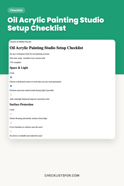 Oil Acrylic Painting Studio Setup Checklist