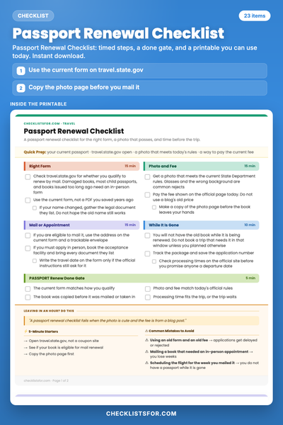 Passport Renewal Checklist
