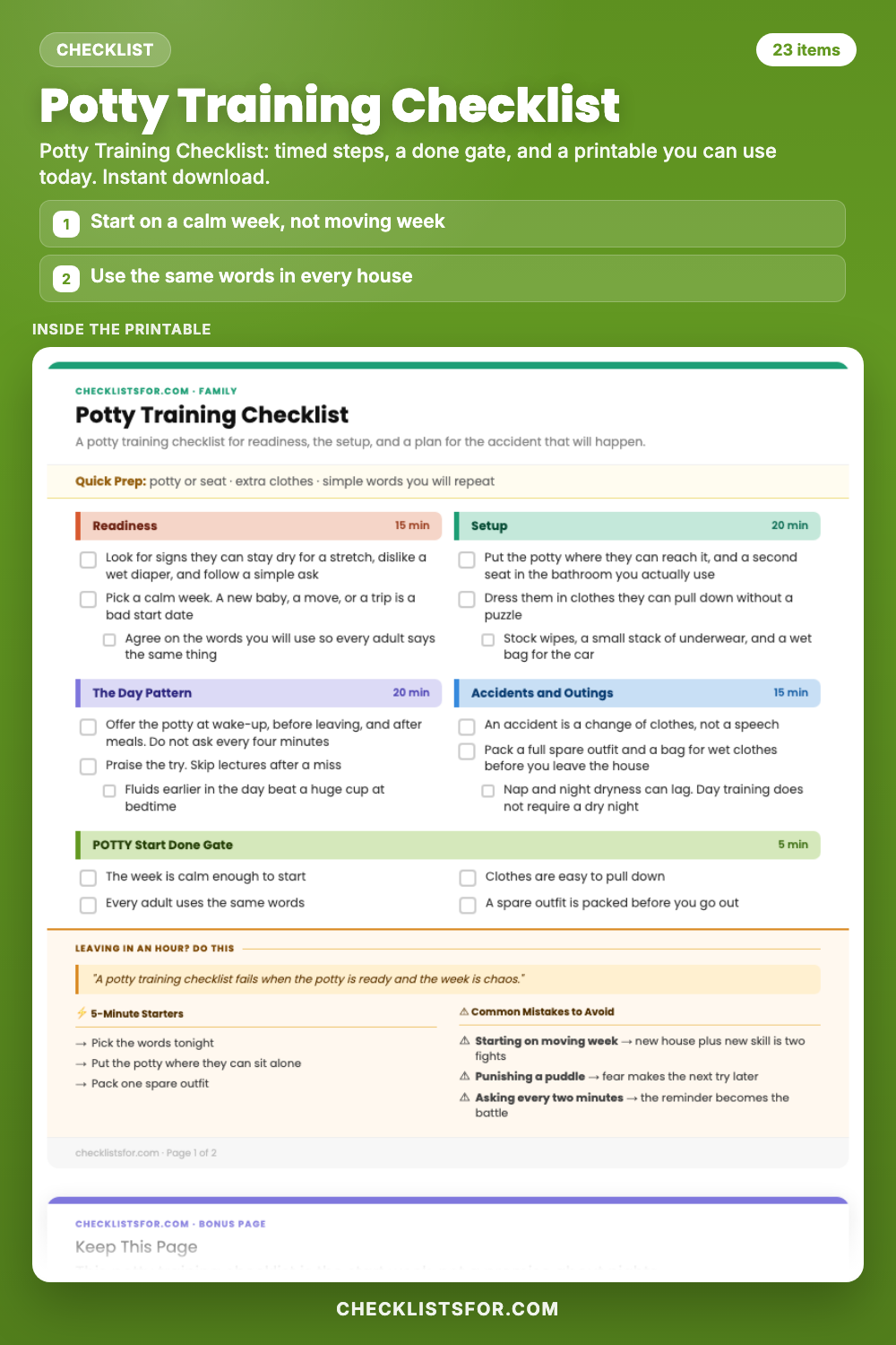 Potty Training Checklist
