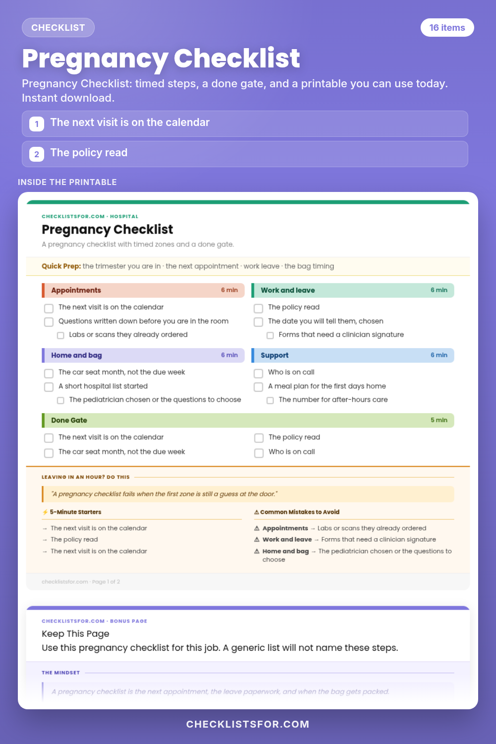 Pregnancy Checklist