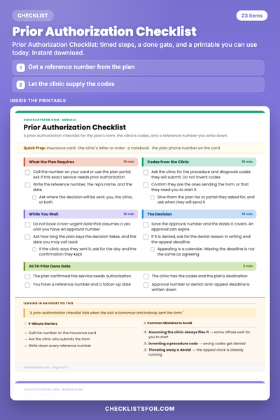 Prior Authorization Checklist