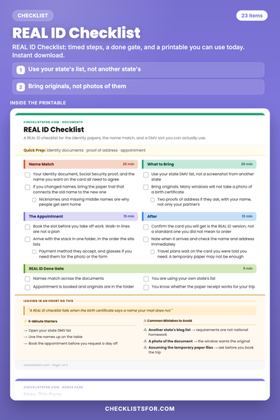 REAL ID Checklist