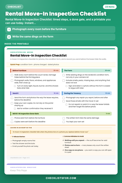 Rental Move-In Inspection Checklist