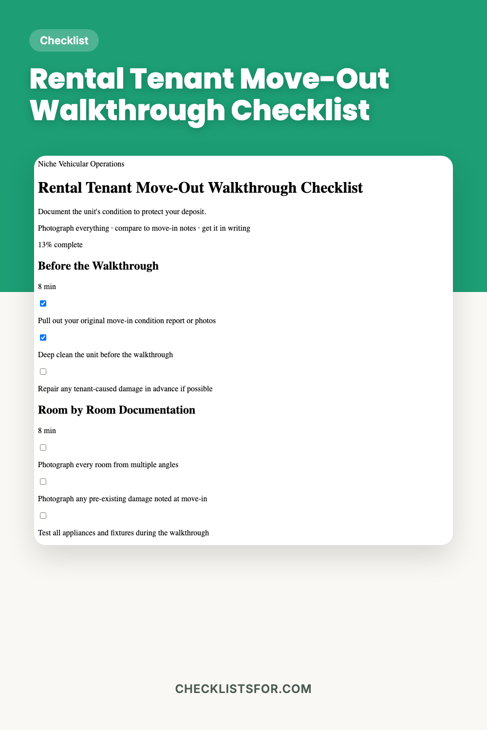 Rental Tenant Move-Out Walkthrough Checklist