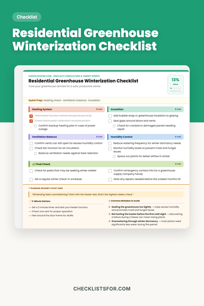 Residential Greenhouse Winterization Checklist
