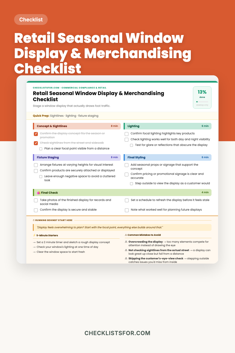 Retail Store Seasonal Window Display & Merchandising Setup Checklist cover