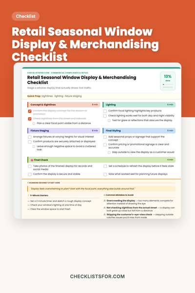 Retail Seasonal Window Display & Merchandising Checklist