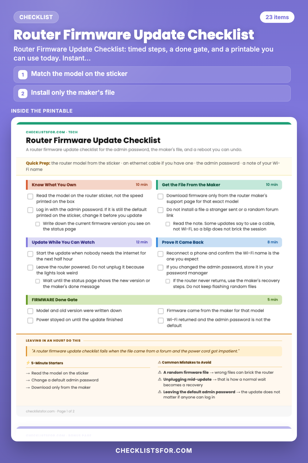 Router Firmware Update Checklist