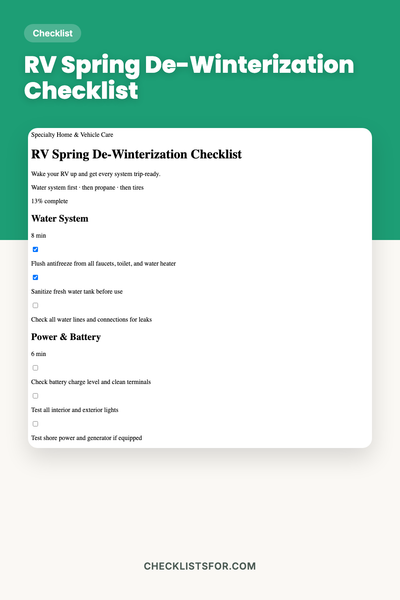 RV Spring De-Winterization Checklist