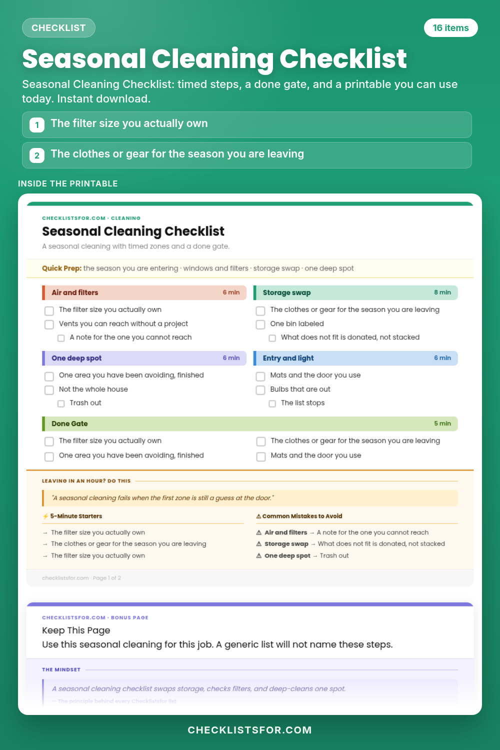Seasonal Cleaning Checklist