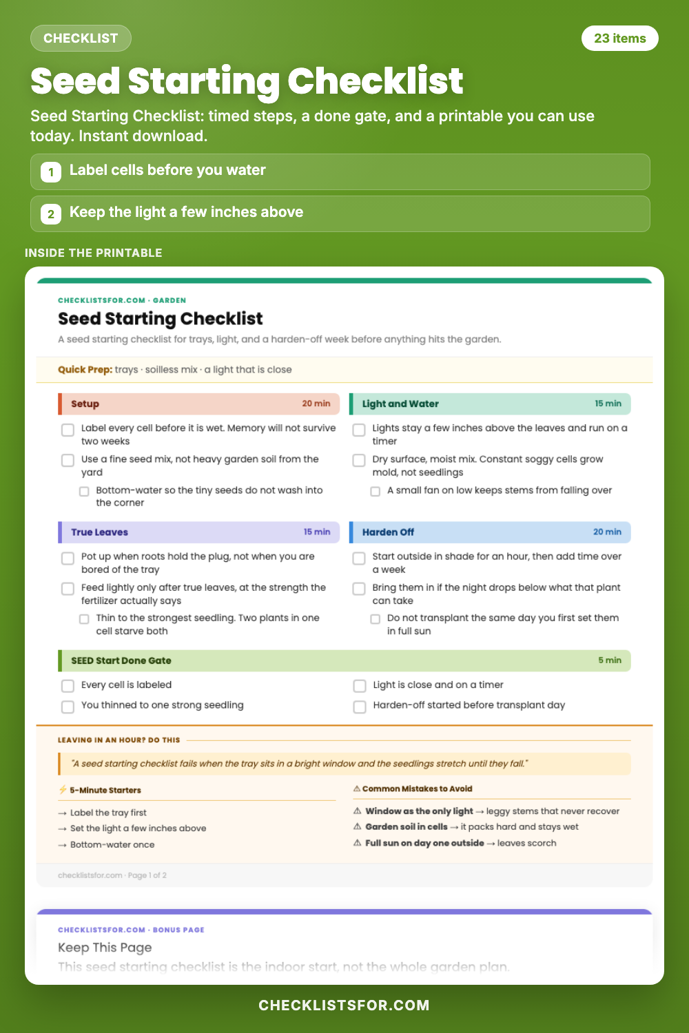 Seed Starting Checklist