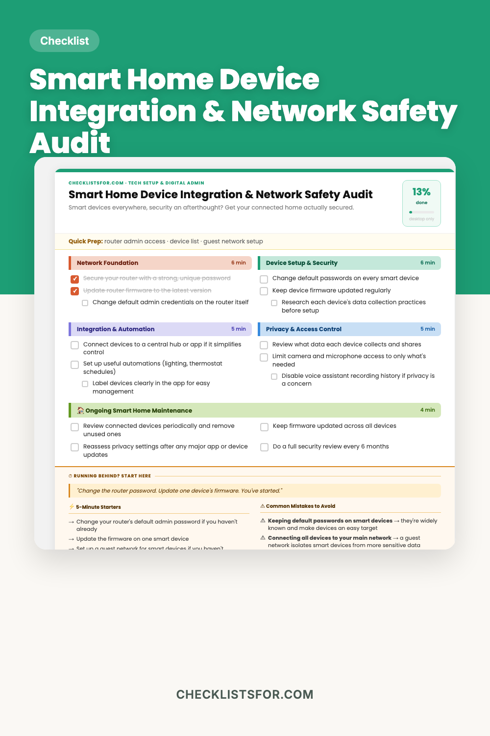 Smart Home Device Integration & Network Safety Audit