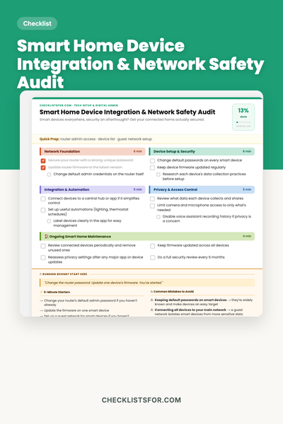 Smart Home Device Integration & Network Safety Audit