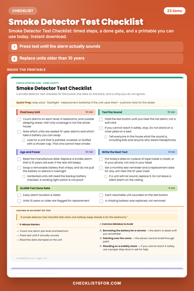 Smoke Detector Test Checklist
