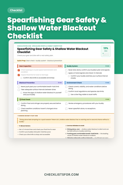 Spearfishing Gear Safety & Shallow Water Blackout Checklist