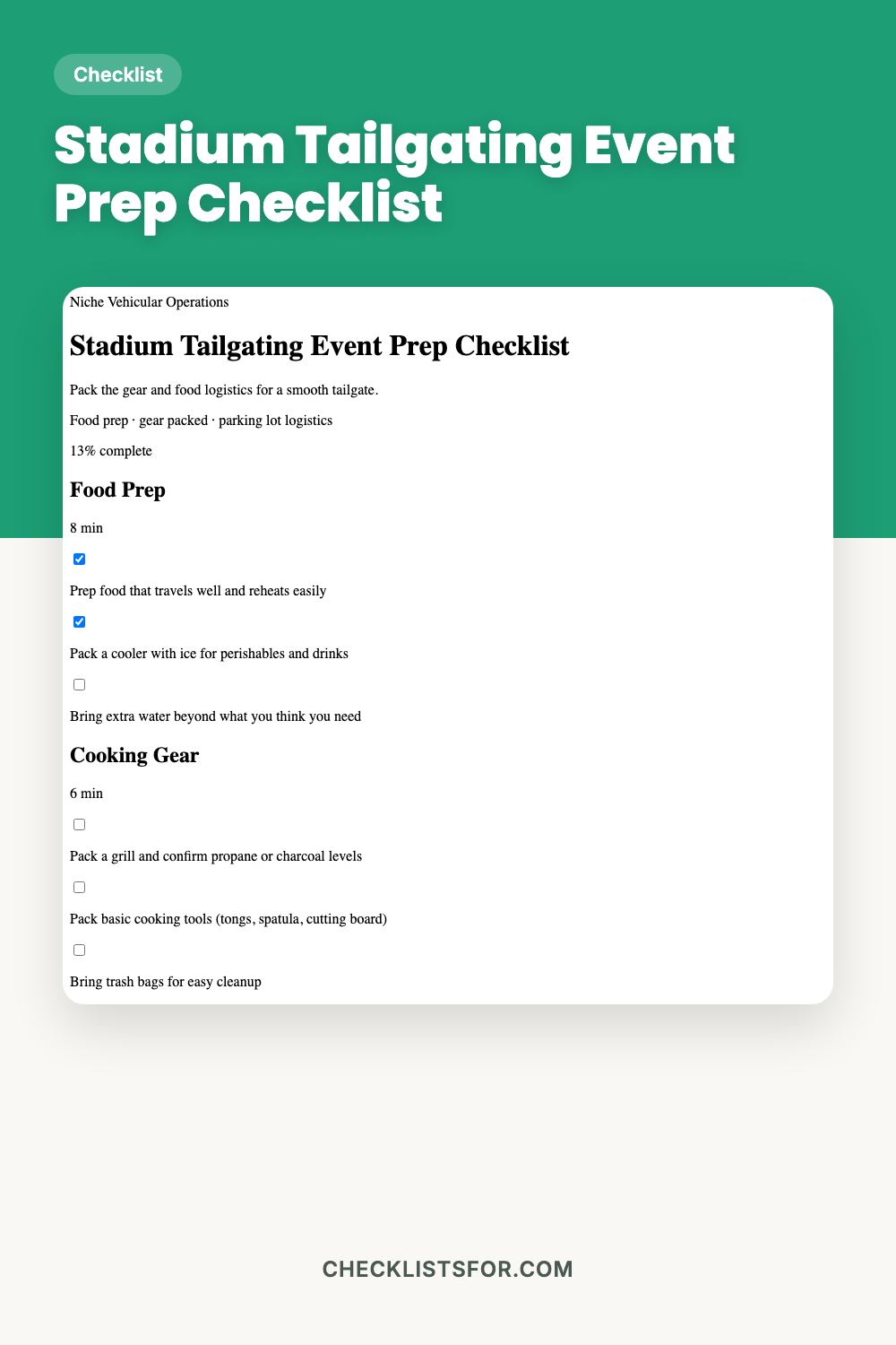 Stadium Tailgating Event Prep Checklist