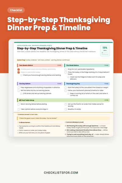 Step-by-Step Thanksgiving Dinner Prep & Timeline