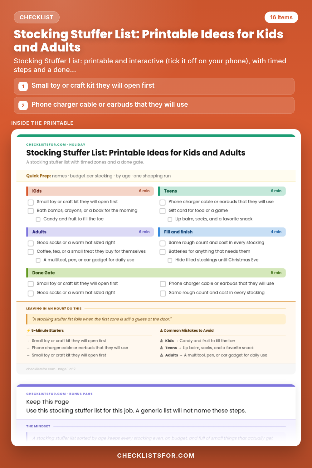 Stocking Stuffer List: Printable Ideas for Kids and Adults