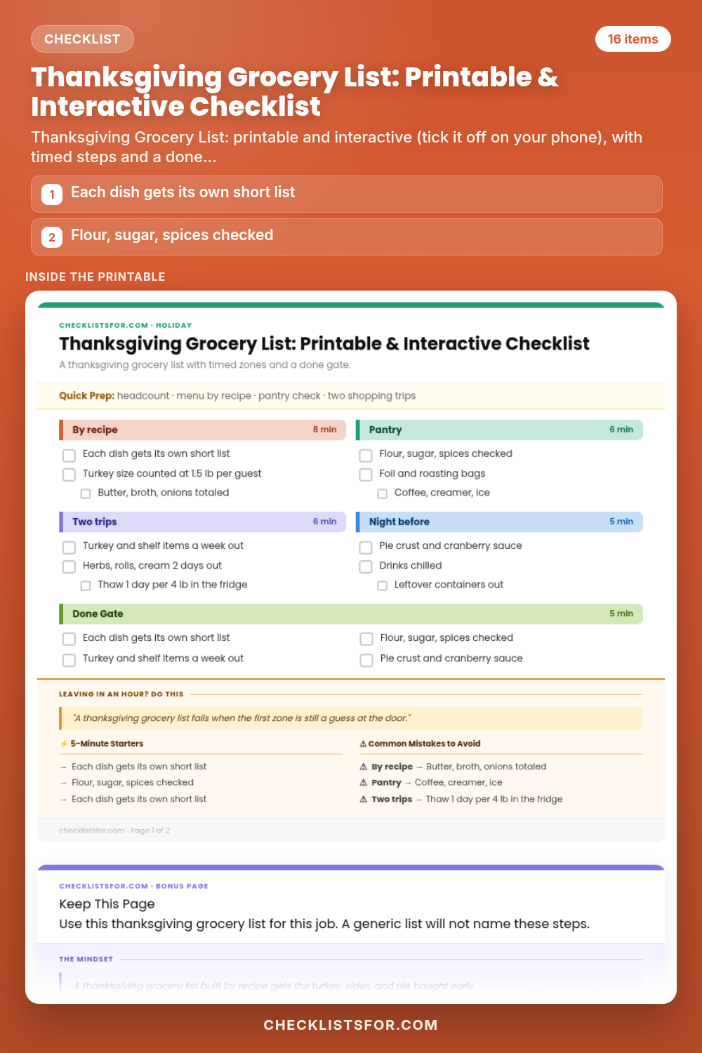 Thanksgiving Grocery List: Printable & Interactive Checklist