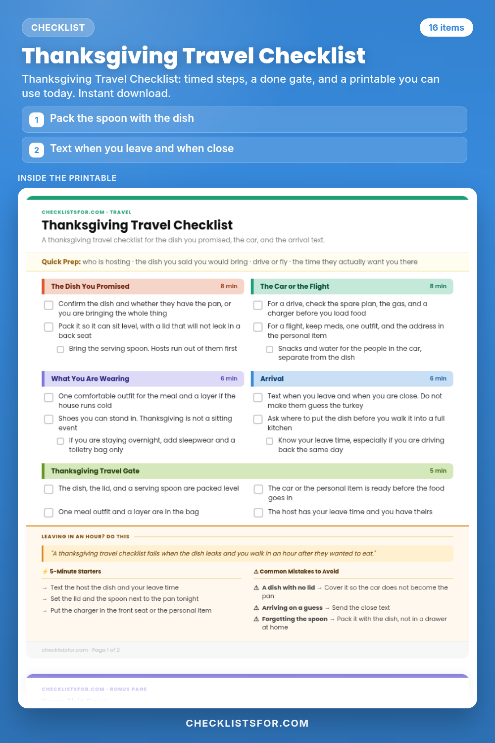 Thanksgiving Travel Checklist