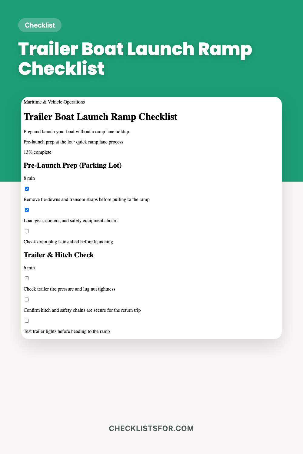 Trailer Boat Launch Ramp Checklist