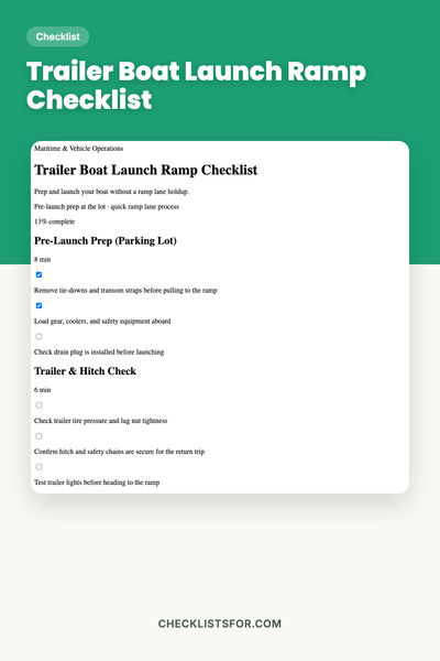 Trailer Boat Launch Ramp Checklist