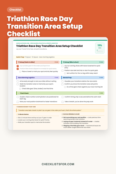 Triathlon Race Day Transition Area Setup Checklist