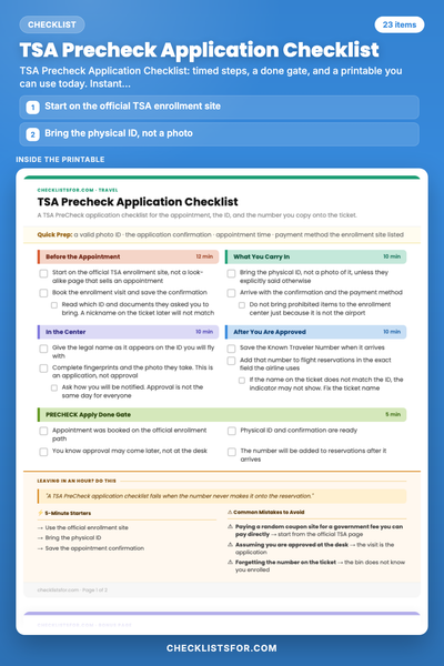 TSA Precheck Application Checklist