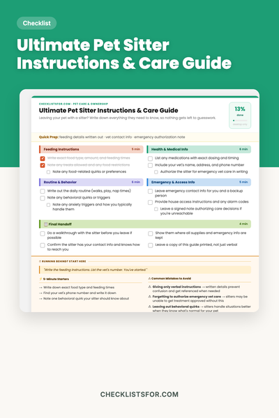 Ultimate Pet Sitter Instructions & Care Guide