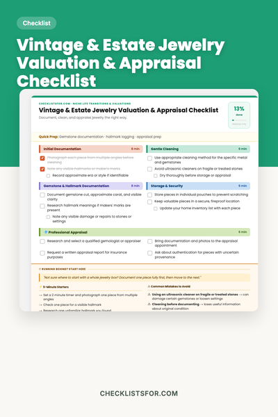 Vintage & Estate Jewelry Valuation & Appraisal Checklist
