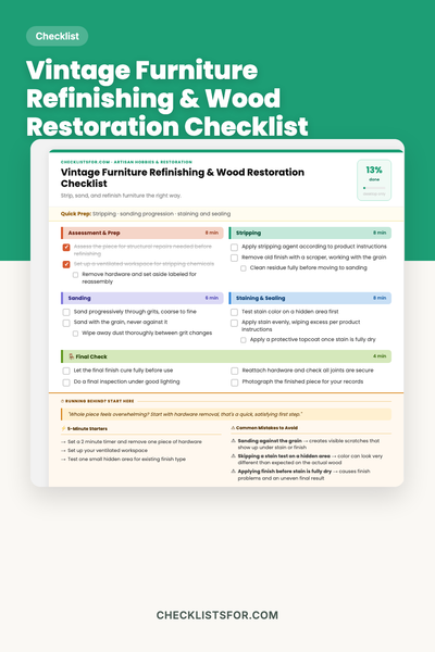 Vintage Furniture Refinishing & Wood Restoration Checklist