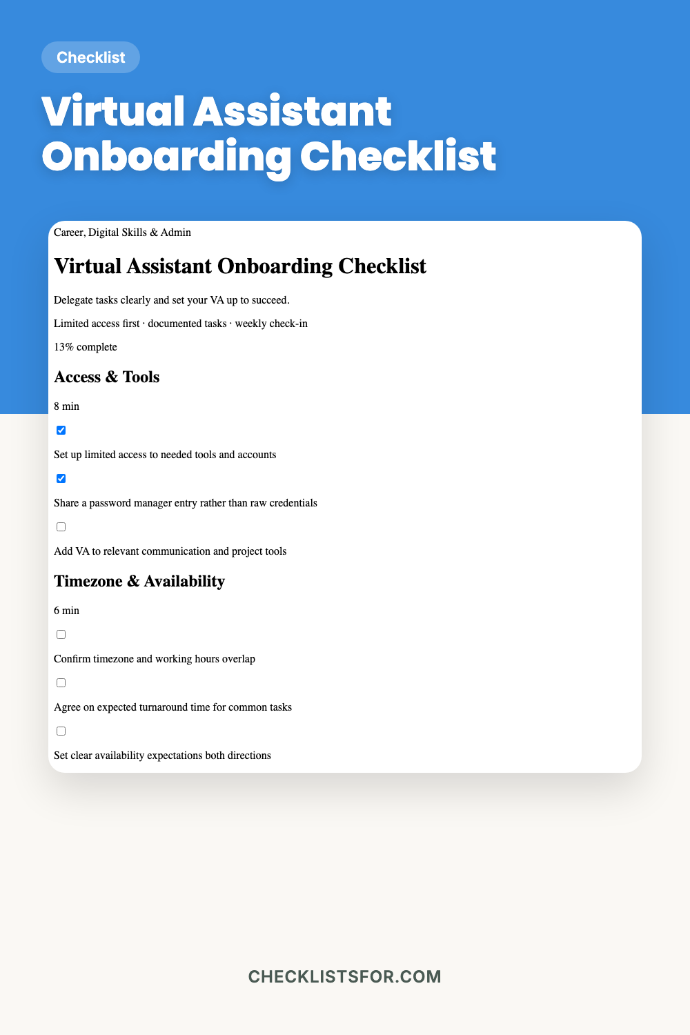 Virtual Assistant Onboarding Checklist