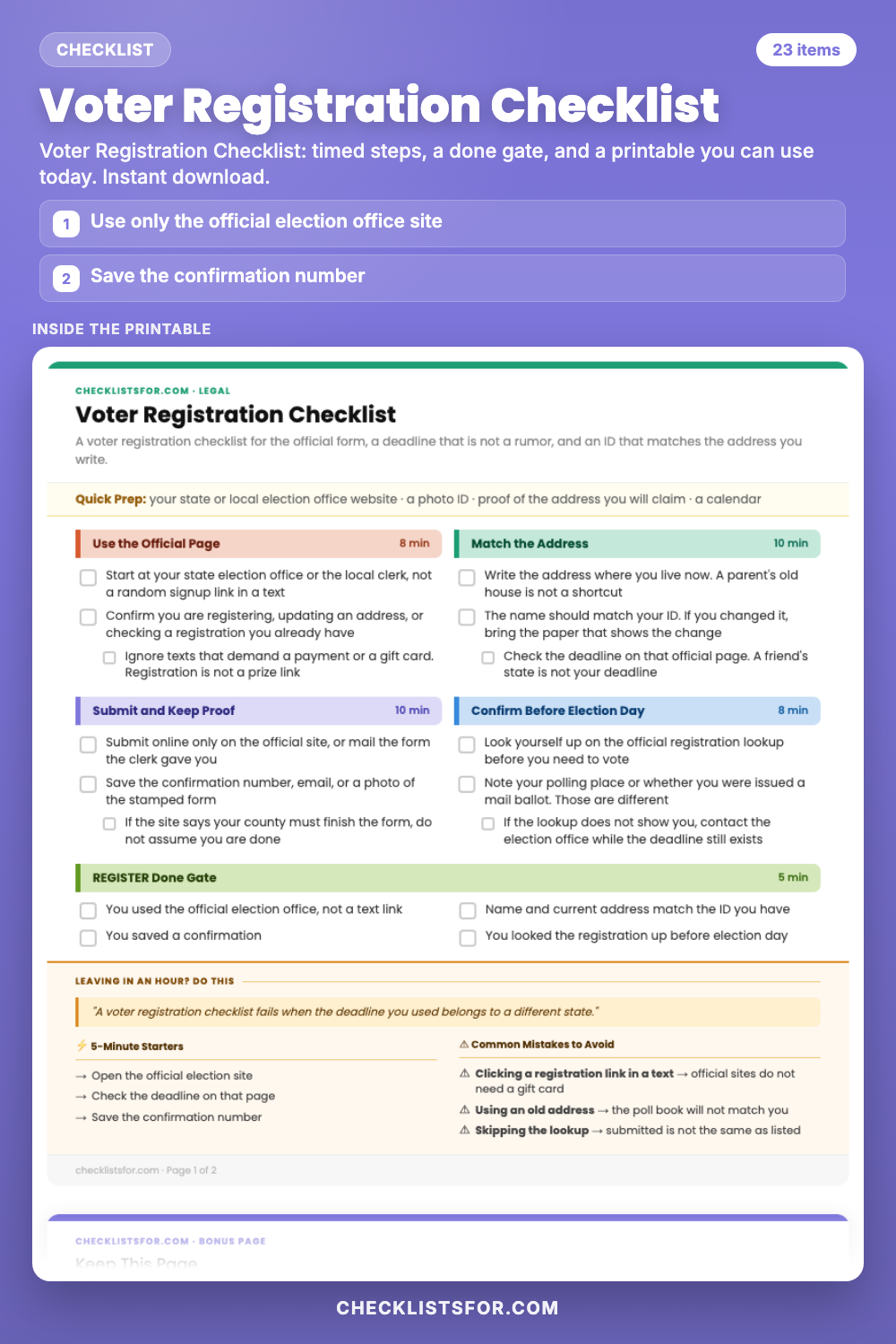 Voter Registration Checklist