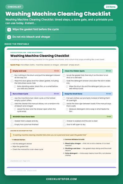 Washing Machine Cleaning Checklist