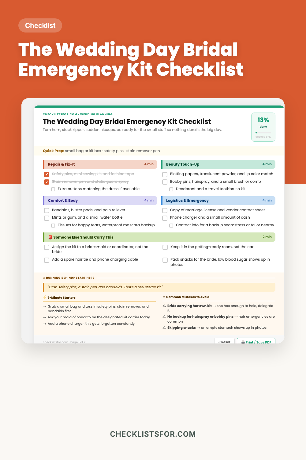 The Wedding Day Bridal Emergency Kit Checklist