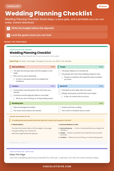 Wedding Planning Checklist