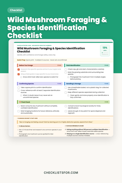 Wild Mushroom Foraging & Species Identification Checklist