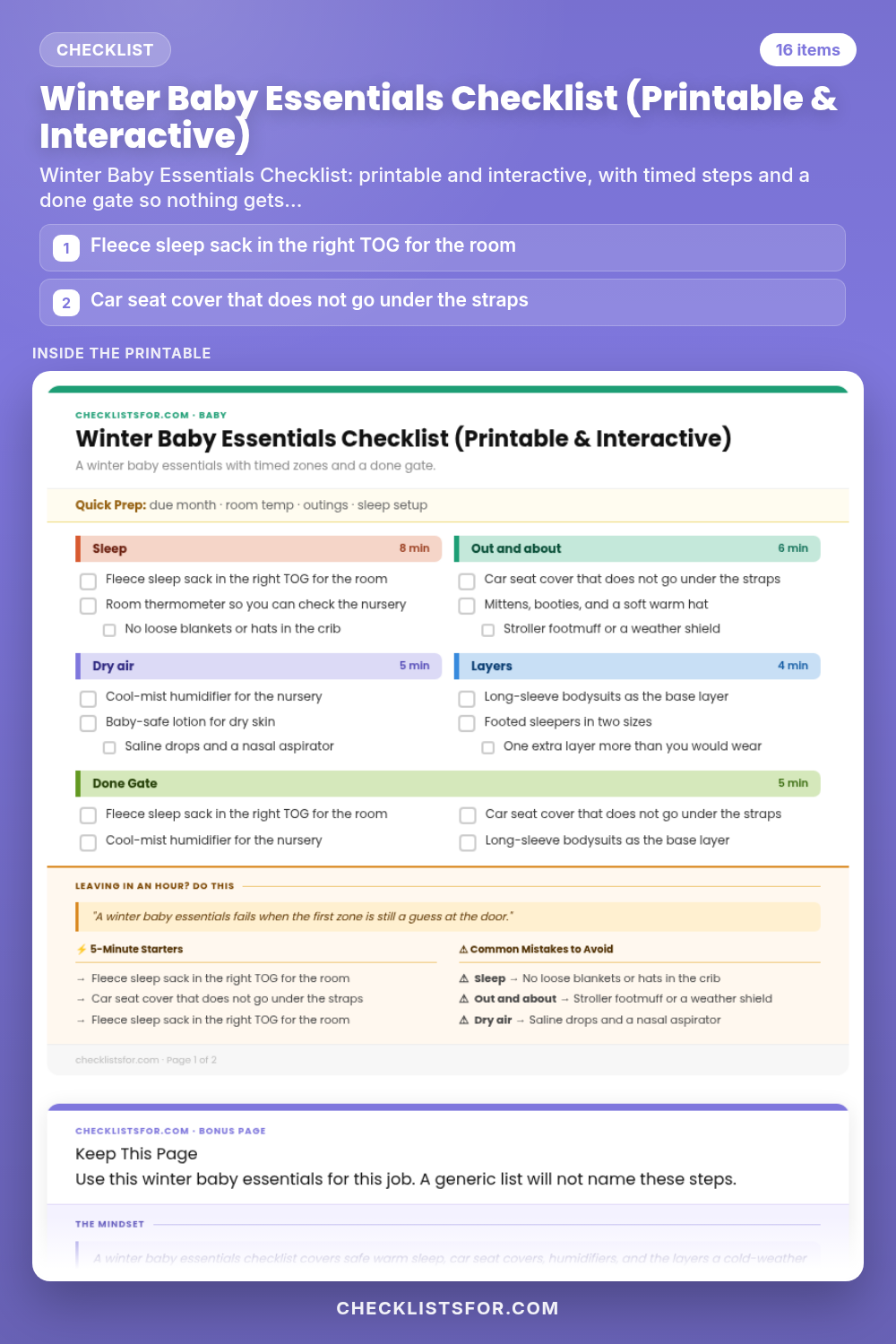 Winter Baby Essentials Checklist (Printable & Interactive)