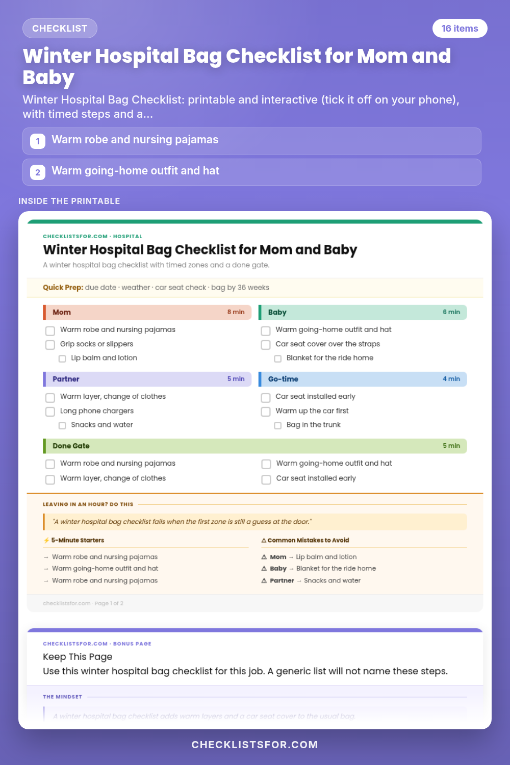 Winter Hospital Bag Checklist for Mom and Baby
