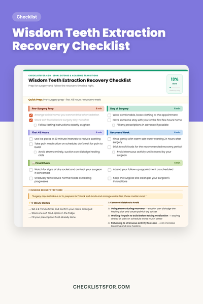 Wisdom Teeth Extraction Recovery Checklist