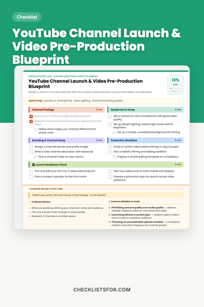 YouTube Channel Launch & Video Pre-Production Blueprint